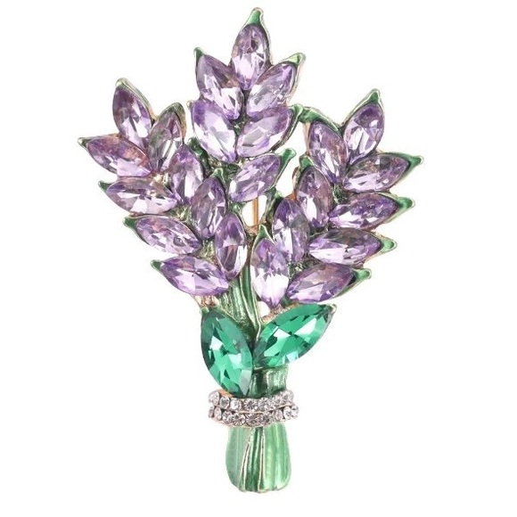 Lavender Brooch Lavender Pin Rhinestone Lavender Brooch - Picture 4 of 6